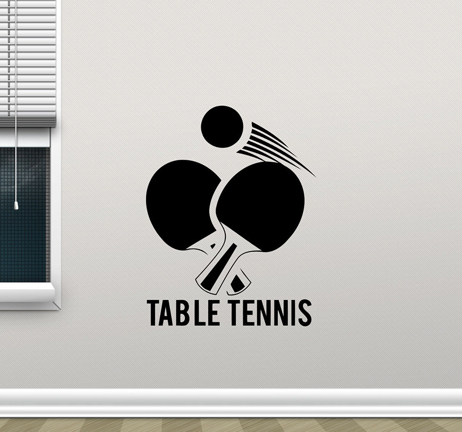 Table Tennis Dimension - Table Tennis Wall Sticker Ping Pong