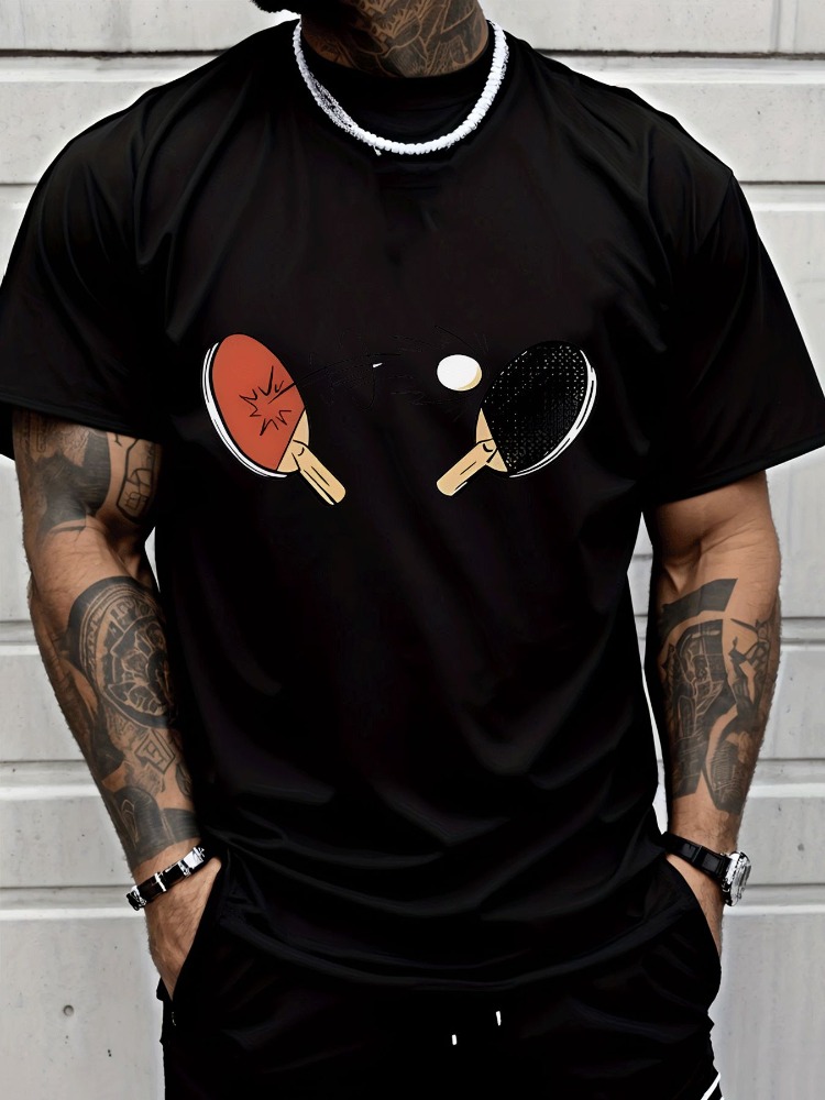 Mens Summer Tee Cartoon Table  - Table Tennis Outfit Male 评论和价格